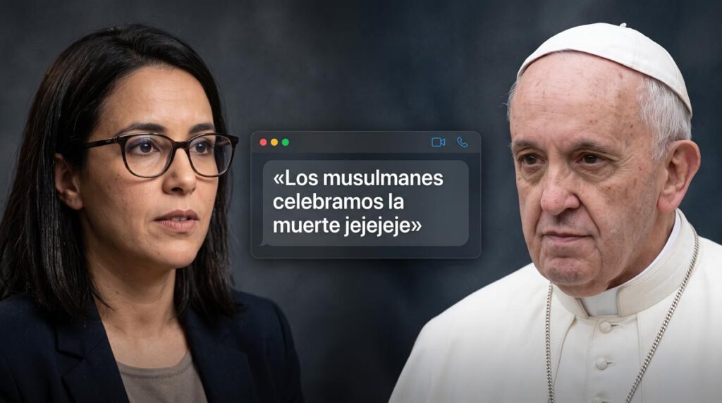 Montaje editorial de Tesh Sidi y el papa Francisco sobre el mensaje atribuido a la diputada tras la muerte del pontífice